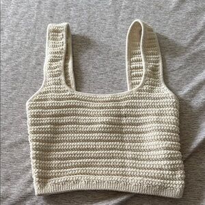 H&M Cream Knit Cropped Tank Top (SMALL)
